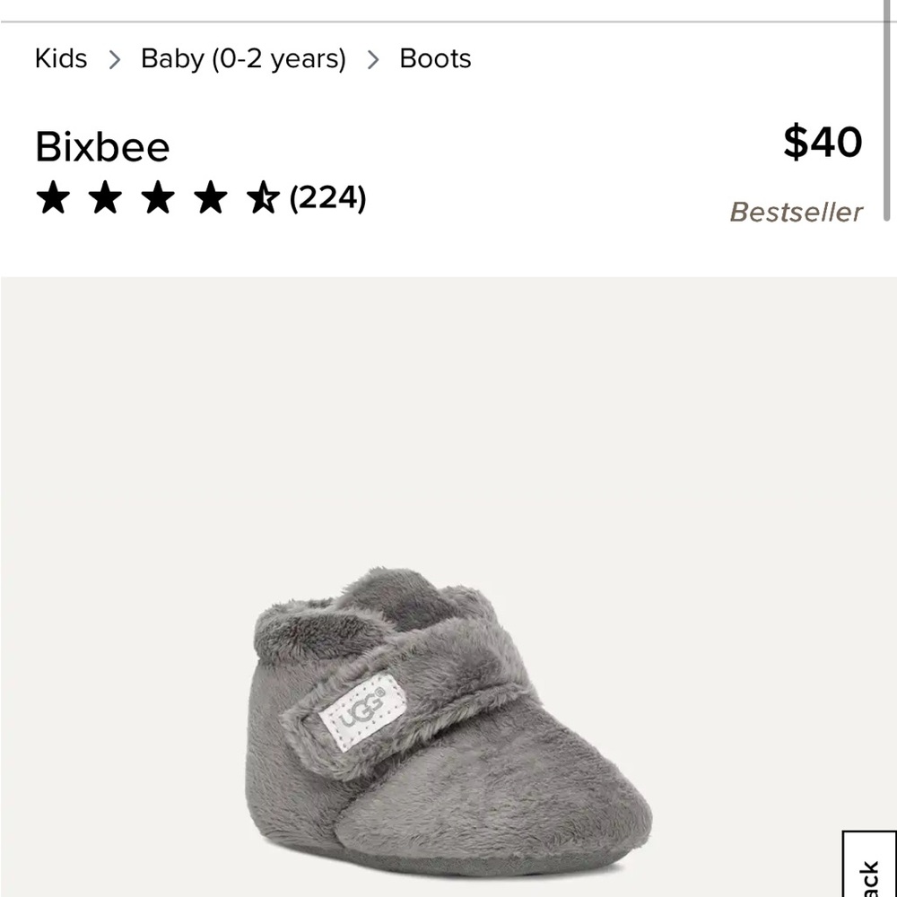 UGG Bixbee Soft Gray Baby Booties